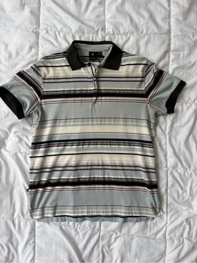 Victorinox Striped Polo Shirt - Black, Light Gray & Cream